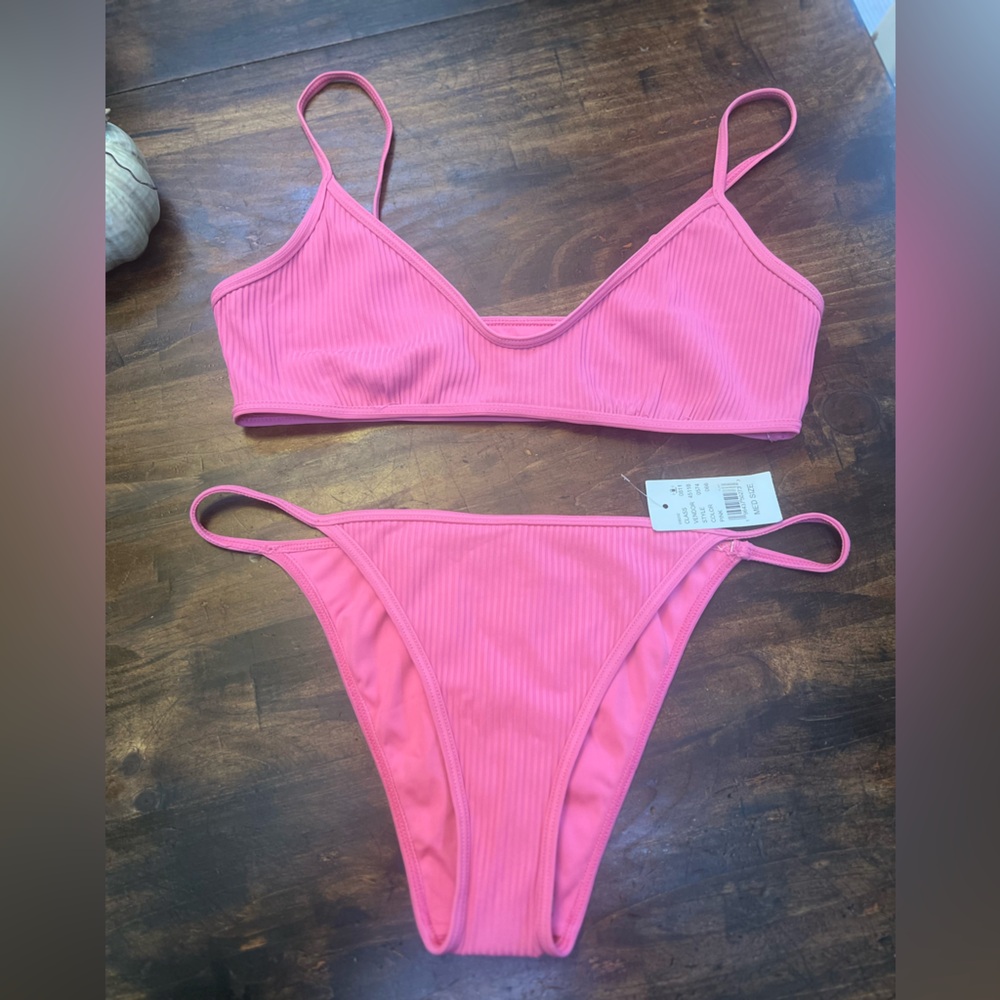 Pacsun Pink Ribbed Bikini Set NWT
